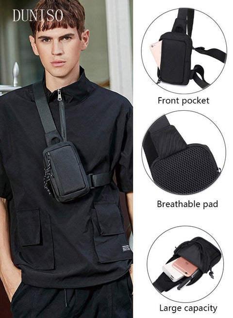 حقيبة كروس عصرية للرجال حقيبة ظهر مقاومة للماء للمشي لمسافات طويلة حقيبة نهارية متعددة الأغراض مضادة للسرقة حقيبة صدر عبر الجسم للرياضات الخارجية