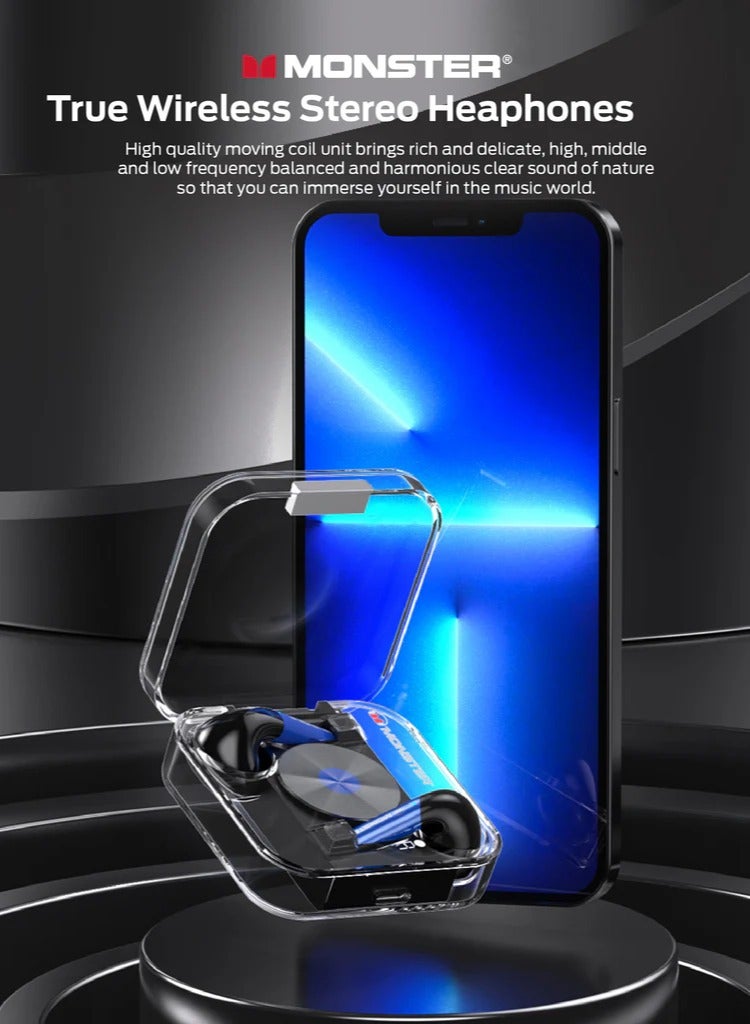 Monster XKT01 Wireless Bluetooth Earbuds Gaming Headphones Deep Bass Low Latency Game Headset with Built-in Microphone For Gaming Noise Canceling Headsets Black - Image 3