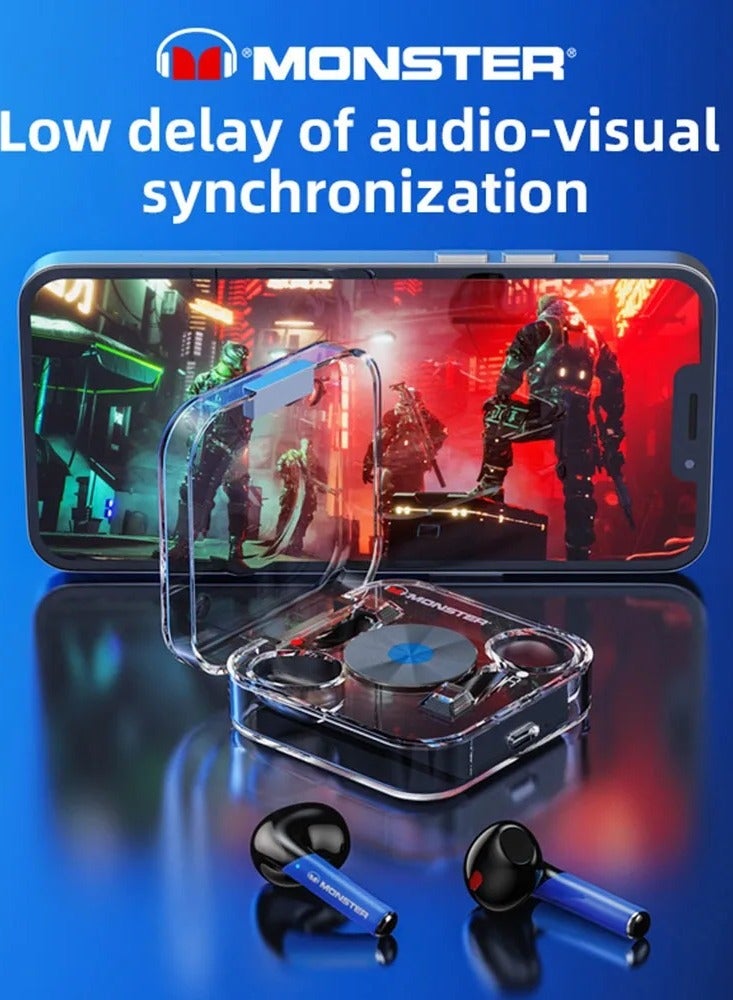 Monster XKT01 Wireless Bluetooth Earbuds Gaming Headphones Deep Bass Low Latency Game Headset with Built-in Microphone For Gaming Noise Canceling Headsets Black - Image 1