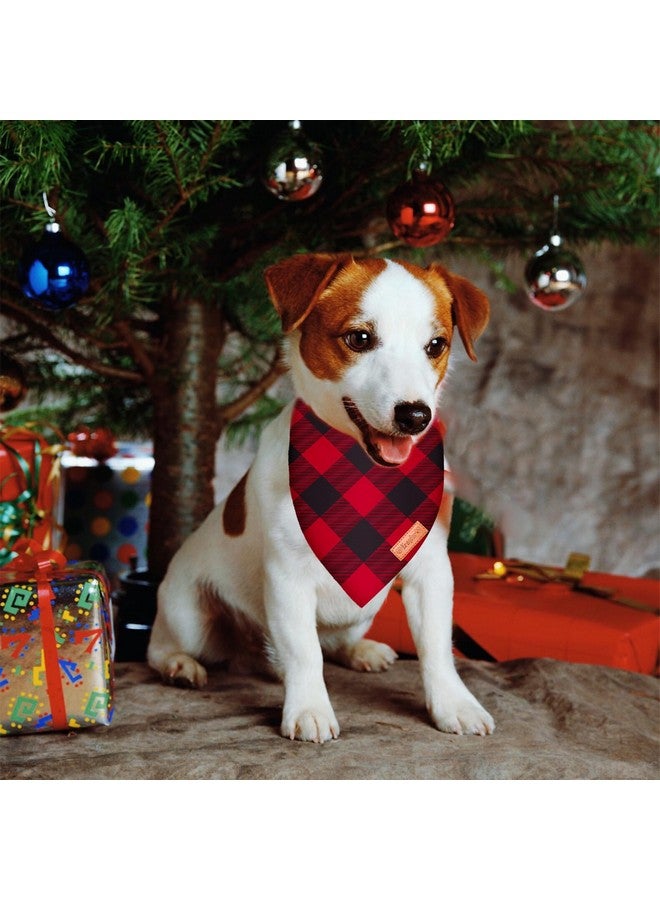 Kreyfer 2 Pieces Christmas Buffalo Plaid Dog Bandanas, Double-Sided Reversible Triangle Scarf, Red and Green Checkered Design, Holiday Pet Costume Accessories for Dogs and Cats (Large) - Image 4