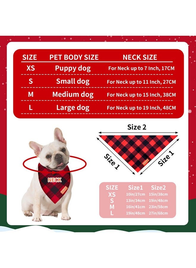 Kreyfer 2 Pieces Christmas Buffalo Plaid Dog Bandanas, Double-Sided Reversible Triangle Scarf, Red and Green Checkered Design, Holiday Pet Costume Accessories for Dogs and Cats (Large) - Image 2