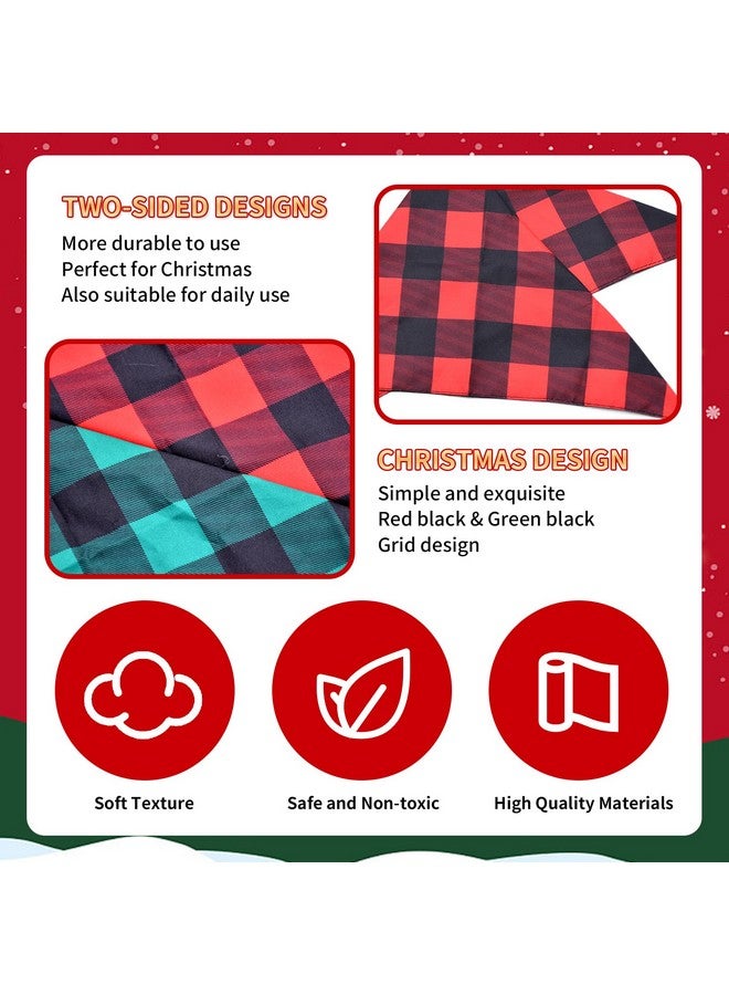 Kreyfer 2 Pieces Christmas Buffalo Plaid Dog Bandanas, Double-Sided Reversible Triangle Scarf, Red and Green Checkered Design, Holiday Pet Costume Accessories for Dogs and Cats (Large) - Image 3