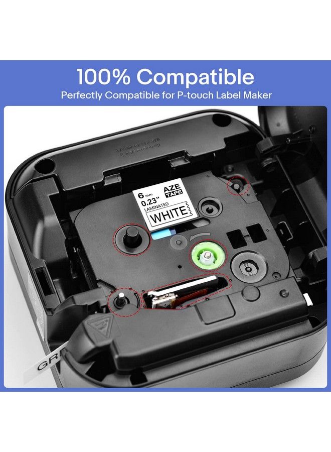 Greencycle 2Pack Compatible For Brother 1 4" 0.23" X 26.2Ft Black On White Aze 211 Tze211 Tze211 Tz211 Standard Laminated Label Tape For P Touch Ptd210 Ptd400Ad Pt1230 Pth110 Pt Cube Labeler - Image 3