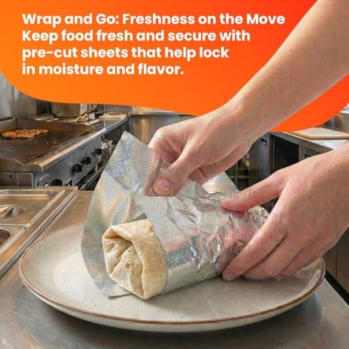 XpressPak Aluminum Foil Sheets for Food - 200 Count Pre-Cut - 12” Pop Up Foil Sheets for Restaurant, Home, Sandwich or Hot Dog Tin Foil Disposable Sheets - Image 5