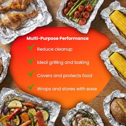 XpressPak Aluminum Foil Sheets for Food - 200 Count Pre-Cut - 12” Pop Up Foil Sheets for Restaurant, Home, Sandwich or Hot Dog Tin Foil Disposable Sheets - Image 3