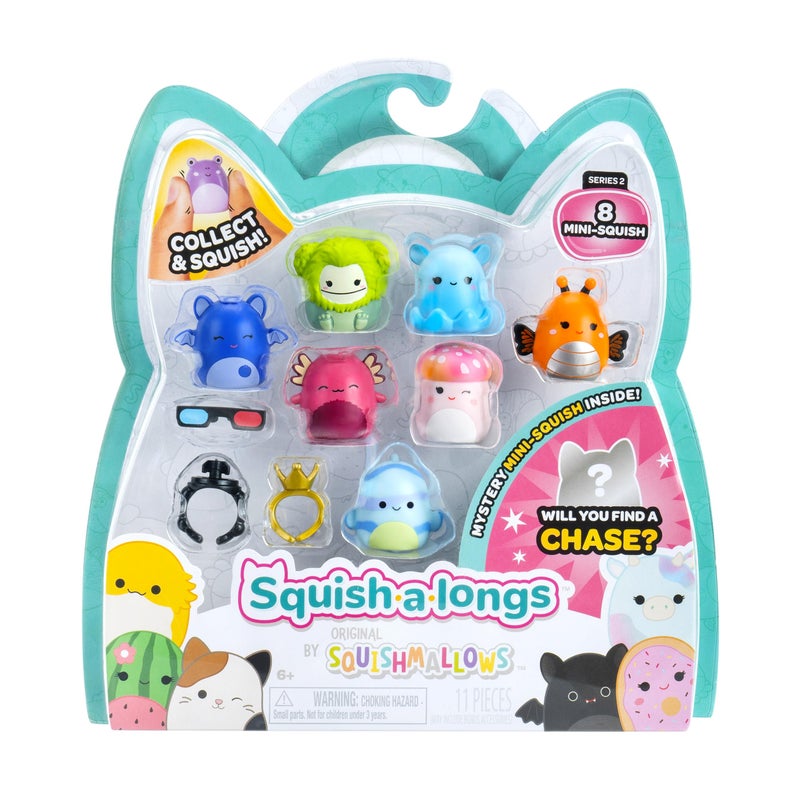 Squish-a-longs 8 Pack (Style 2- W2) - (8) 1â€ Mini-Squish with (2) Accessories, (1) Ring, and a Collectorâ€™s Guide - Collect, Trade, & Play - Image 1