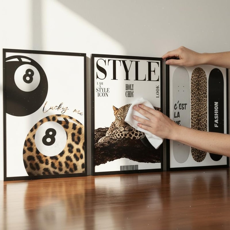 Khioea 3Pcs Trendy Leopard Wall Art Preppy Aesthetic Stylish Leopard Painting Picture Wall Decor Funky Lucky 8 Ball Cheetah Poster Print Artwork for Bedroom Living Room Bathroom Home Decoration Unframed - Image 4