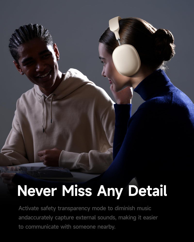 Picun F8 Pro Hybrid Active Noise Cancelling Headphones with Multiple Modes, Wireless Over-Ear Bluetooth Headphones, 140H Playtime, Customizable Sound, Head Tracking,Travel, Office (Khaki White) - Image 4