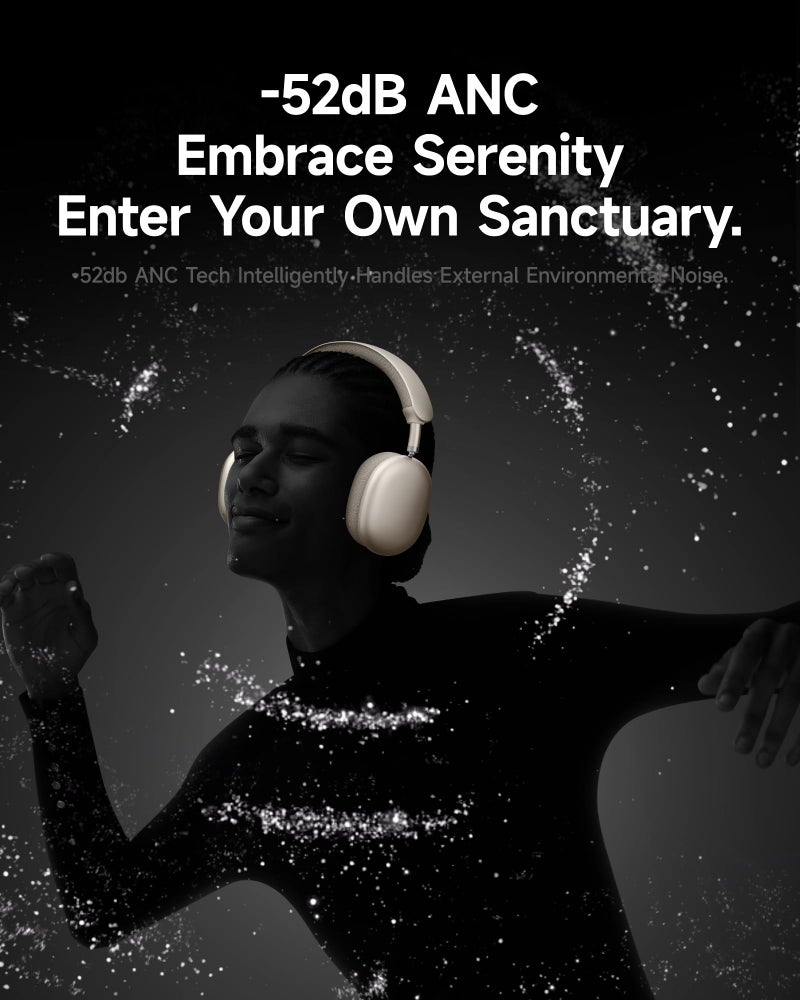 Picun F8 Pro Hybrid Active Noise Cancelling Headphones with Multiple Modes, Wireless Over-Ear Bluetooth Headphones, 140H Playtime, Customizable Sound, Head Tracking,Travel, Office (Khaki White) - Image 3