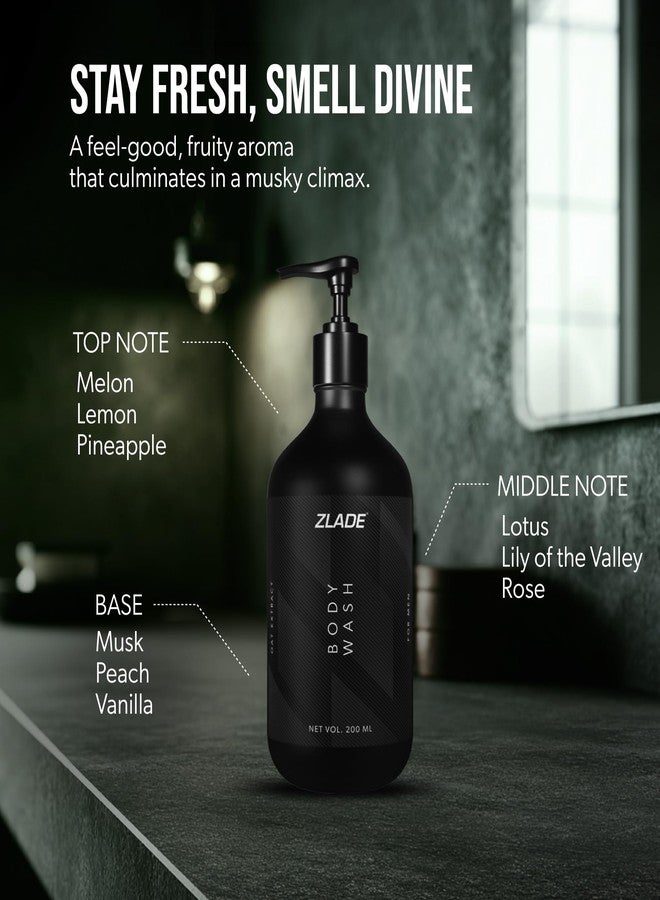 Zlade Body Wash for Men with Niacinamide & Oat Extract | Soothing & Hydrating | Sulfate-free 200 ml - Image 4