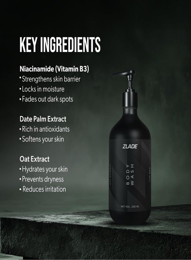 Zlade Body Wash for Men with Niacinamide & Oat Extract | Soothing & Hydrating | Sulfate-free 200 ml - Image 5
