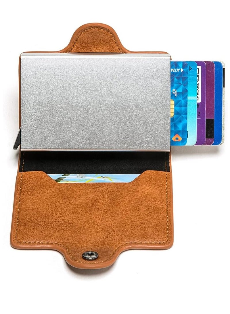 مشبك ملكي محافظ RFID نحيفة ثنائية الطي من الجلد الطبيعي للجيب الأمامي للرجال مع مشبك نقود رفيع للرجال - Image 3