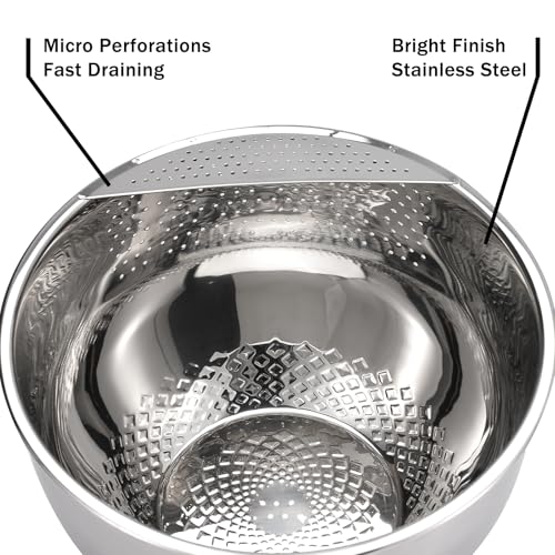 DOPMEP Rice Washing Bowl with Strainer Quinoa Washer Bowl, Stainless Steel Side Drainers Colander for Cleaning Fruits, Vegetables, and Beans - Versatile Kitchen Tool - Image 4