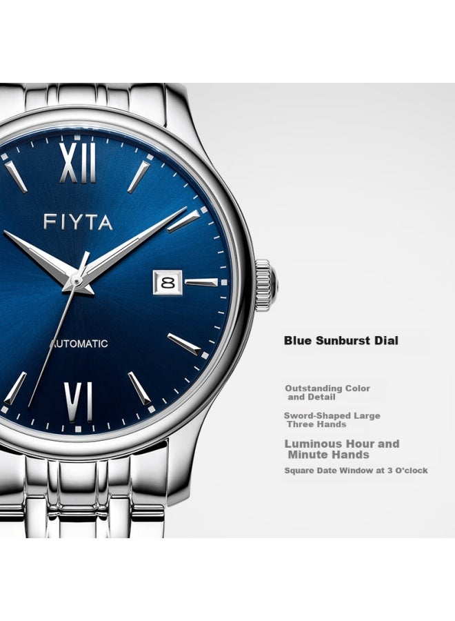 Fiyta Classic Series Calendar Steel Band Blue Dial Business Simple Automatic Mechanical Men's Watch Valentine's Day New Year Gift - Image 1