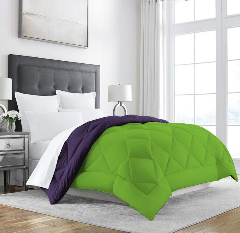 Texlux All Season Microfiber -Reversable Duvet/AC Comforter/Quilt - Olive Green Purple - Single Size 60 Inch x 90 Inch - Image 1