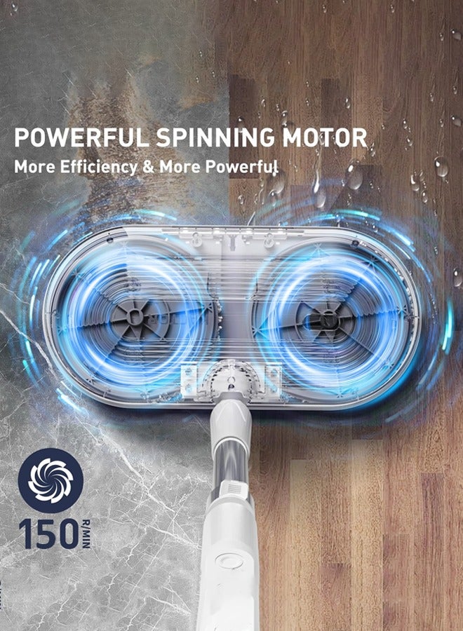 جوشبيرغ ممسحة بخارية للارضيات لاسلكية، ممسحة كهربائية لاسلكية، ممسحة كهربائية دوارة مع بخاخ ماء ومصابيح أمامية LED، مدة عمل تصل إلى 40 دقيقة، خزان ماء سعة 300 مل، منظف أرضيات ذاتي الدفع مع أنبوب قابل للتعديل، هادئة للغاية، للأرضيات الخشبية والصلبة والصفائحية والبلاط والرخام - Image 2
