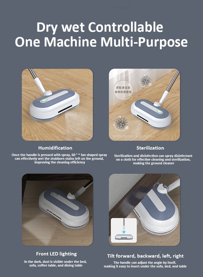 جوشبيرغ ممسحة بخارية للارضيات لاسلكية، ممسحة كهربائية لاسلكية، ممسحة كهربائية دوارة مع بخاخ ماء ومصابيح أمامية LED، مدة عمل تصل إلى 40 دقيقة، خزان ماء سعة 300 مل، منظف أرضيات ذاتي الدفع مع أنبوب قابل للتعديل، هادئة للغاية، للأرضيات الخشبية والصلبة والصفائحية والبلاط والرخام - Image 4
