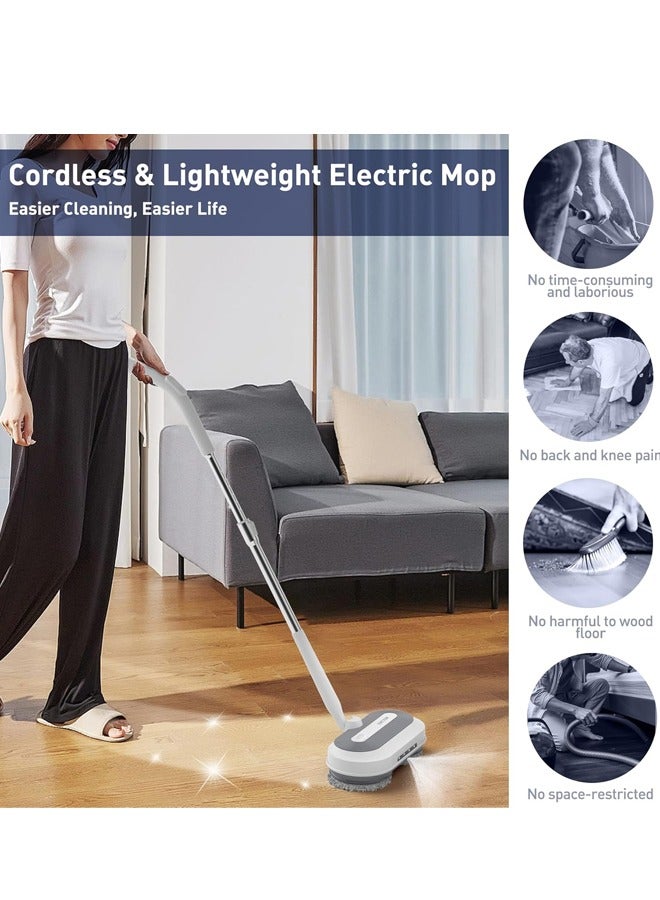 جوشبيرغ ممسحة بخارية للارضيات لاسلكية، ممسحة كهربائية لاسلكية، ممسحة كهربائية دوارة مع بخاخ ماء ومصابيح أمامية LED، مدة عمل تصل إلى 40 دقيقة، خزان ماء سعة 300 مل، منظف أرضيات ذاتي الدفع مع أنبوب قابل للتعديل، هادئة للغاية، للأرضيات الخشبية والصلبة والصفائحية والبلاط والرخام - Image 5