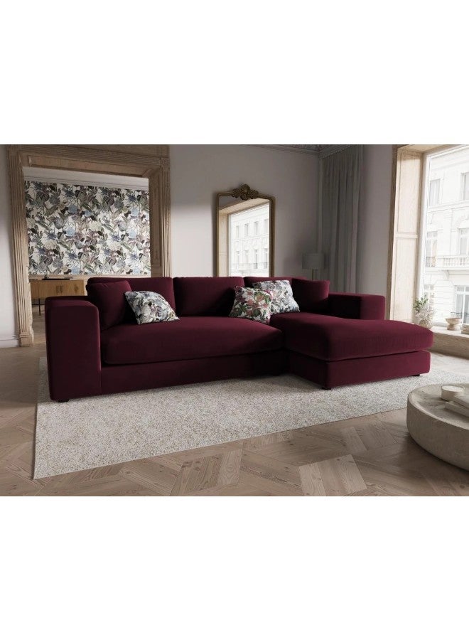 HomeJoyz HomeJoyz |  Plush Pavilion Sectional Sofa - L-Shape Design - Red Velvet 