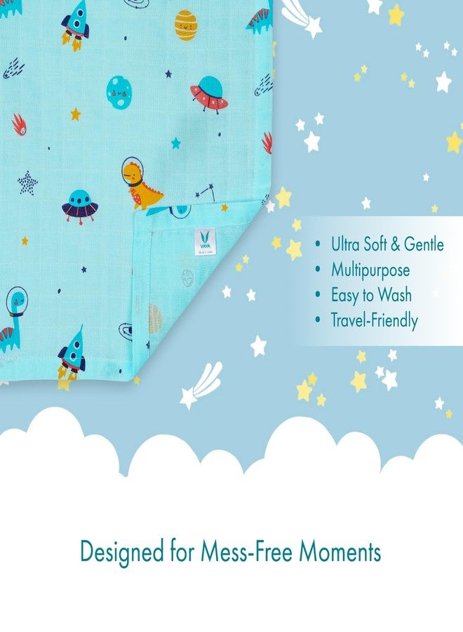 VAYA LY'L-Sun Baby Burp Cloth & Wash Cloth, Newborn Baby Essentials, Ultra-Soft & Quick Absorbent, 100% Cotton, Gentle on Baby’s Skin, Multipurpose Baby Towel for Newborn Babies, Color - Dino Space - Image 4