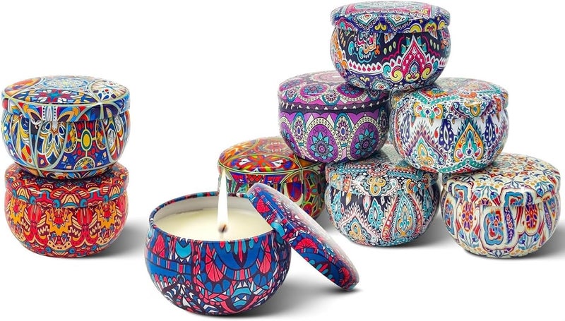 SCIENISH Scented Candles Gift Set Aromatherapy Candle Smokeless with Natural Soy Wax, 9pcs Portable Relaxing Travel Tin Candle Various Fragrances Jar Candles for Bath Yoga Sleep Festival Wedding Party Gifts - Image 2