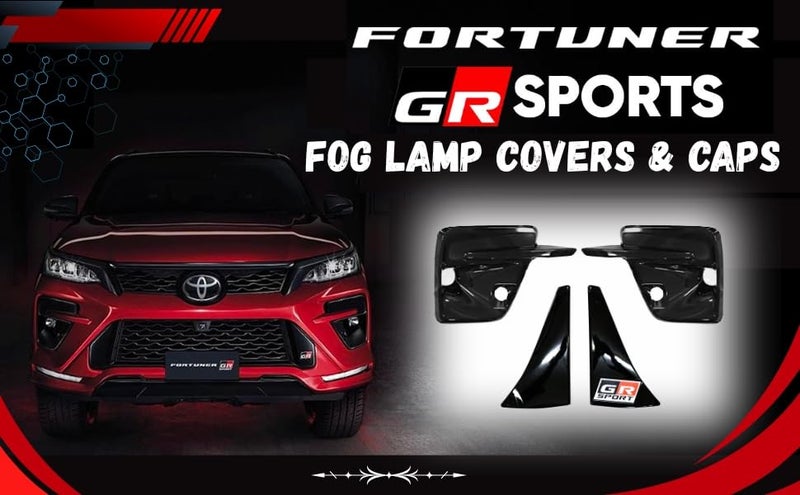 KMH Combo of Fog Lamp Covers + Lower Grill Sport Caps Black Compatible with Toyota Fortuner GR Sports | Car Accessories Set Stylish Exterior - Upgrade Set of 2, Black Finish - Image 4