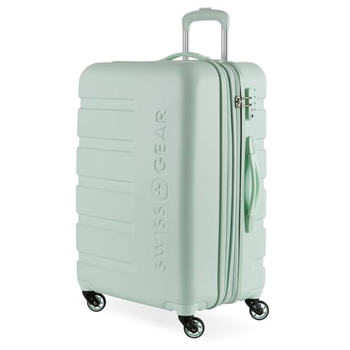 SwissGear 7366 Hardside Expandable Luggage with Spinner Wheels, Clearly Aqua, Checked-Medium 23-Inch - Image 1
