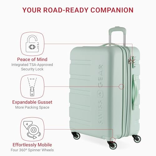 SwissGear 7366 Hardside Expandable Luggage with Spinner Wheels, Clearly Aqua, Checked-Medium 23-Inch - Image 3