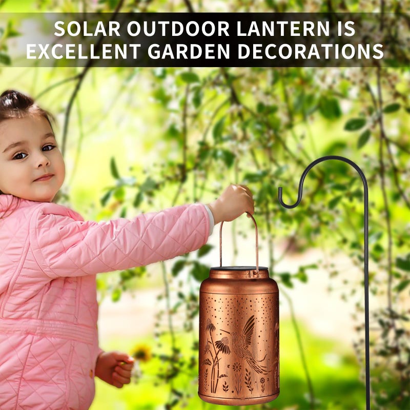 Tepaken Solar Lanterns Outdoor Waterproof Hummingbird Garden Decor Gifts for Women Mom Grandma Hanging Lights Metal Decoration Outside for Yard, Patio,Backyard,Porch(Long-Tailed Hummingbird) - Image 5