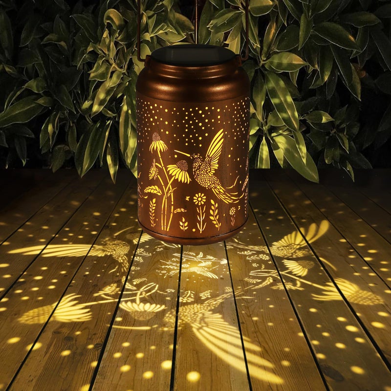 Tepaken Solar Lanterns Outdoor Waterproof Hummingbird Garden Decor Gifts for Women Mom Grandma Hanging Lights Metal Decoration Outside for Yard, Patio,Backyard,Porch(Long-Tailed Hummingbird) - Image 3