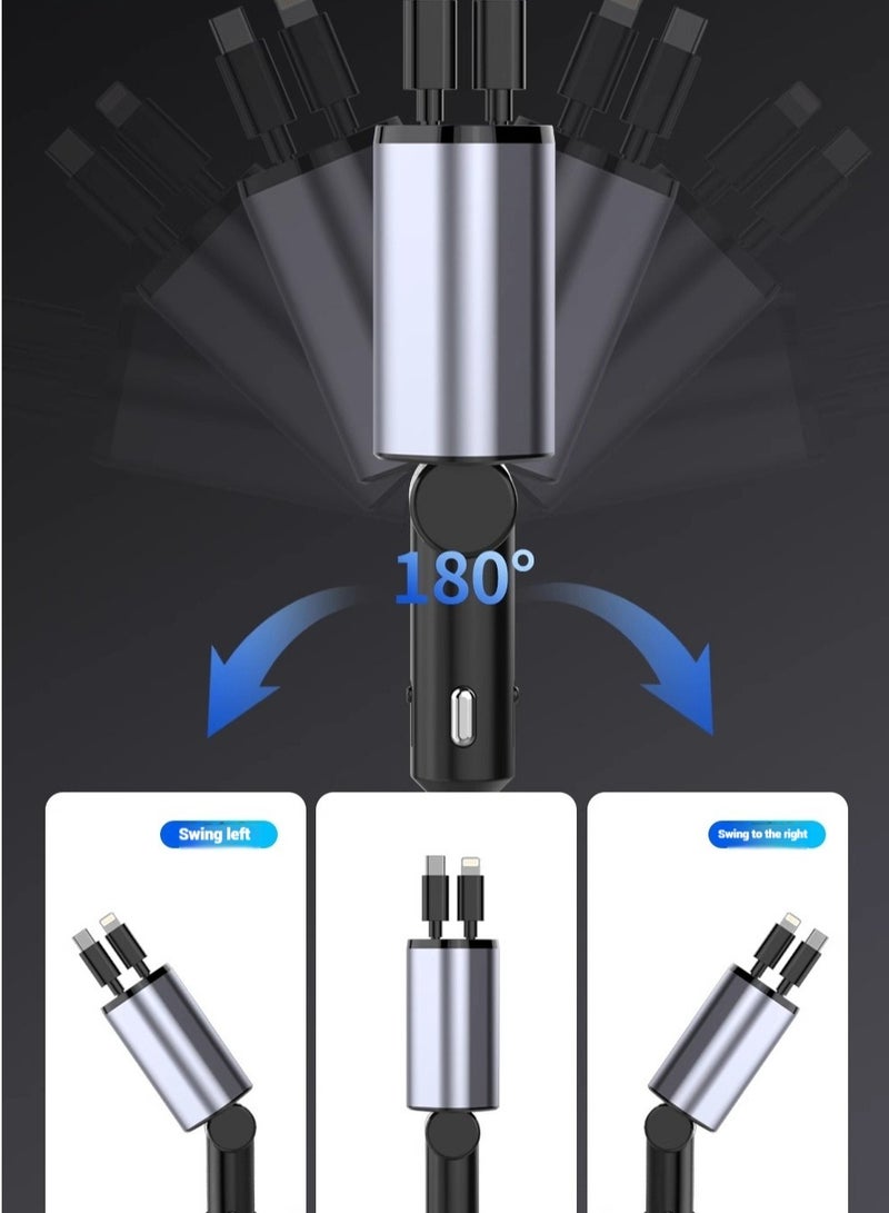 RinGinG 12/24V 120W Fast Car Charger with Retractable Charging Cable Fast Car Power Adapter PD20W for iPhone Type C 40W Car Bluetooth USB Charger Plug with iPhone,Samsung,Galaxy,Huawei,Xiaomi - Image 4