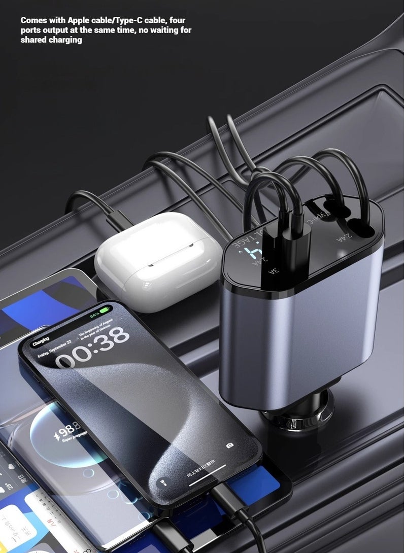 RinGinG 12/24V 120W Fast Car Charger with Retractable Charging Cable Fast Car Power Adapter PD20W for iPhone Type C 40W Car Bluetooth USB Charger Plug with iPhone,Samsung,Galaxy,Huawei,Xiaomi - Image 5