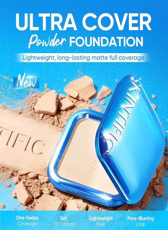 سكينتفيك بودرة أساس سكينتيفيك ألترا كوفر، تغطية كاملة بلمسة نهائية مطفية، بودرة مضغوطة خالية من العيوب بمسحة واحدة مع التحكم في الزيوت، خفيفة الوزن وتدوم طويلاً، تعمل على إخفاء المسام للبشرة الدهنية (02 عاجي) - Image 2