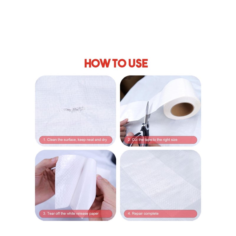 SOLARAE Tent Repair Tape, 4'' x 65FT Repair Tape for Tarp, RV Awning, Underbelly, Canvas, Bimini Tops, Fabric Repair for Tarp, Boat Cover Repair Tape, Tear Repair Patch Kit, Waterproof - Image 4