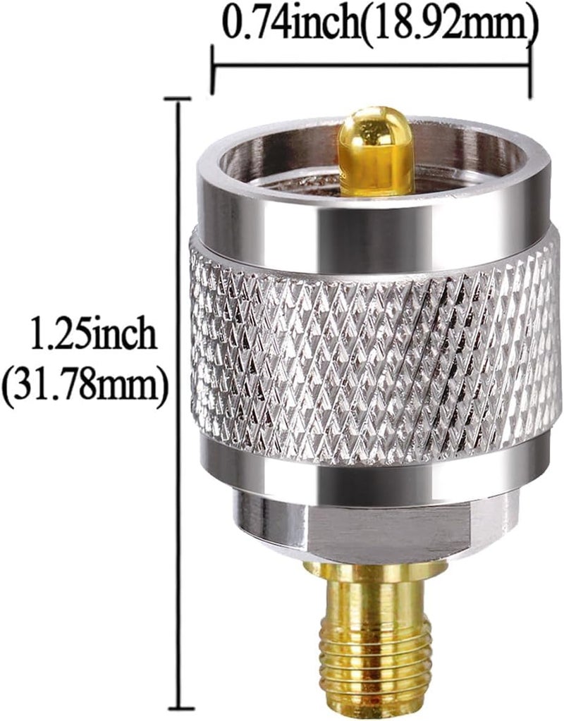 ABONIX محول موصل جاك كوكس UHF إلى SMA PL-259 موصل ذكر UHF إلى أنثى SMA موصل كوكس منخفض الفقد لمذياع CB هوائيات راديو البث واي فاي (عبوة من 5) - Image 4