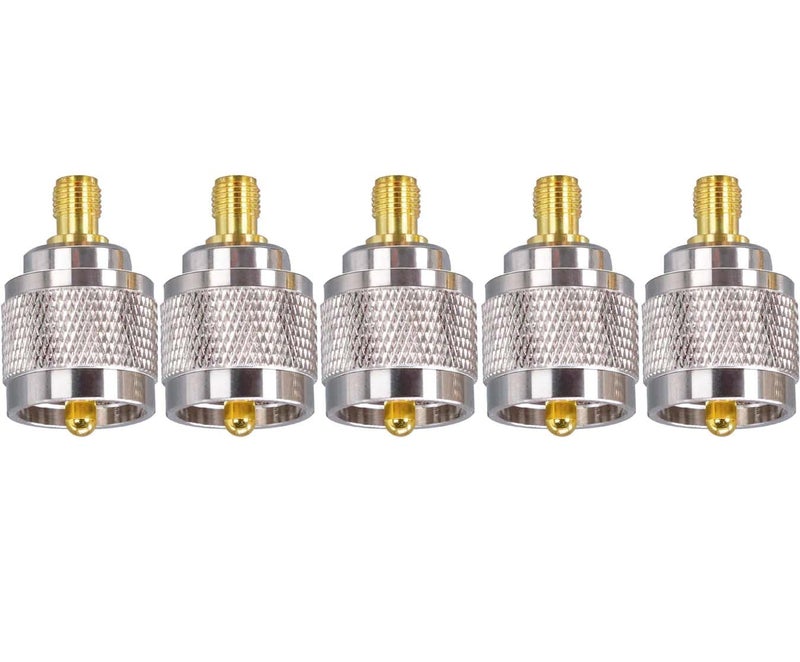 ABONIX محول موصل جاك كوكس UHF إلى SMA PL-259 موصل ذكر UHF إلى أنثى SMA موصل كوكس منخفض الفقد لمذياع CB هوائيات راديو البث واي فاي (عبوة من 5) - Image 1