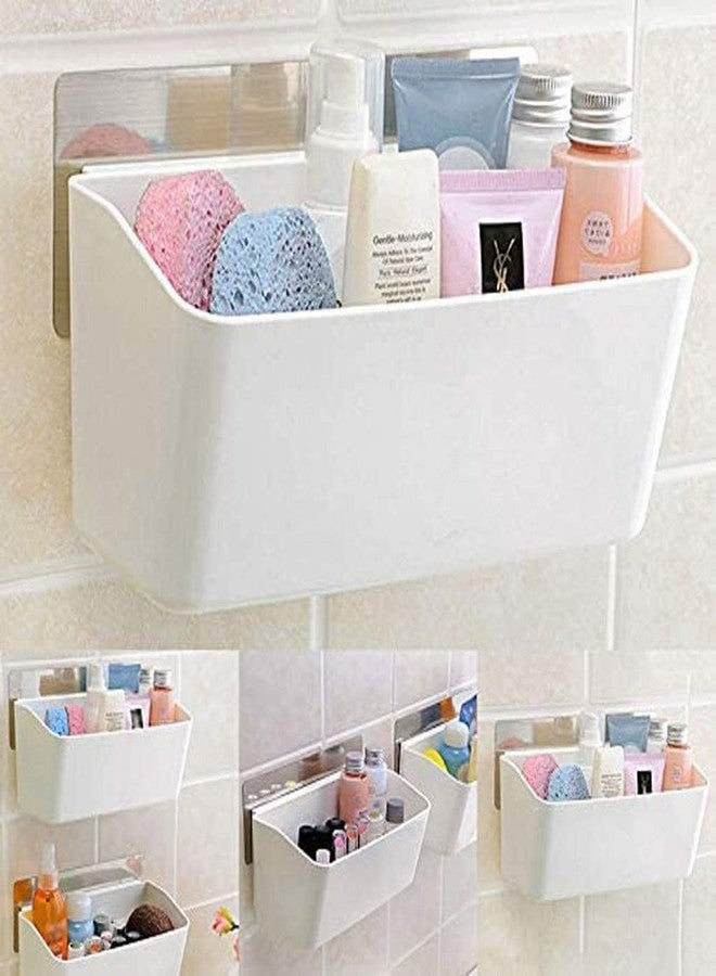 Leawall Wall-Mounted Hanging Shower Basket Organizer for Bathroom Storage - Self-Adhesiv Toilet Cosmetic Storage Shelf Durable bathroom organiser without drill & kitchen organizer rack(2 Pcs) - Image 5