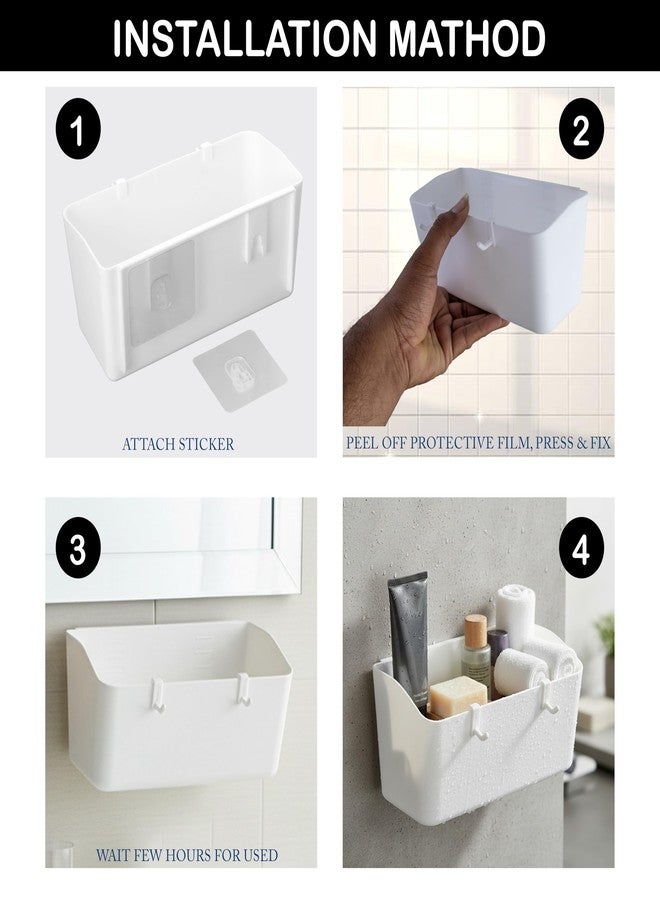 Leawall Wall-Mounted Hanging Shower Basket Organizer for Bathroom Storage - Self-Adhesiv Toilet Cosmetic Storage Shelf Durable bathroom organiser without drill & kitchen organizer rack(2 Pcs) - Image 3