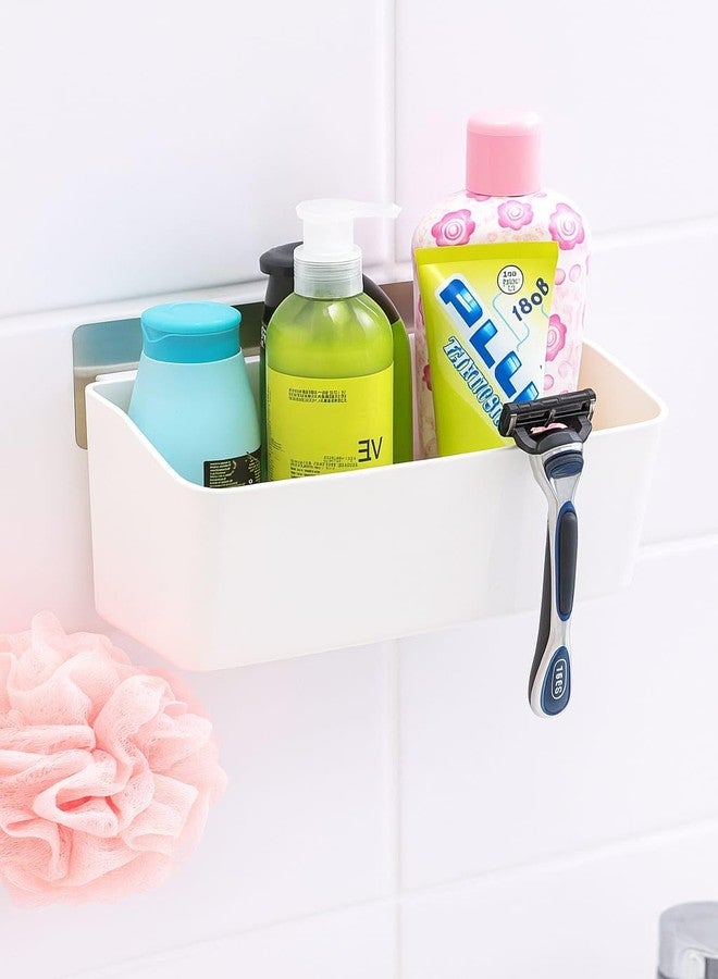 Leawall Wall-Mounted Hanging Shower Basket Organizer for Bathroom Storage - Self-Adhesiv Toilet Cosmetic Storage Shelf Durable bathroom organiser without drill & kitchen organizer rack(2 Pcs) - Image 4