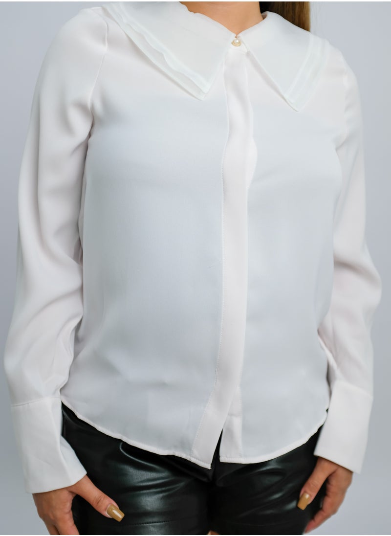 ONLY - Women’s Wing Collar Neck Button Down Shirt in Orchid Ice - Image 1
