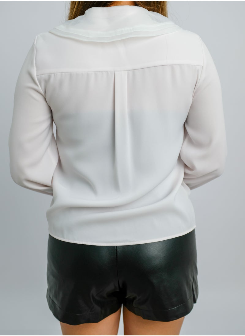 ONLY - Women’s Wing Collar Neck Button Down Shirt in Orchid Ice - Image 1