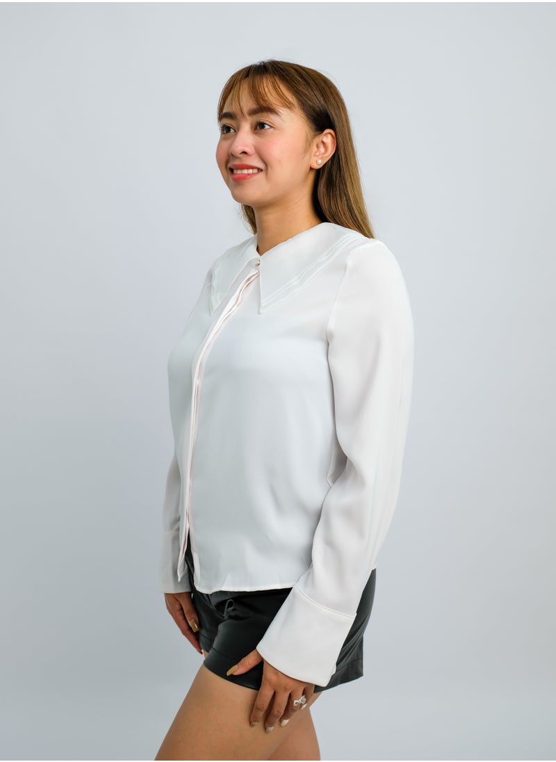ONLY - Women’s Wing Collar Neck Button Down Shirt in Orchid Ice - Image 1