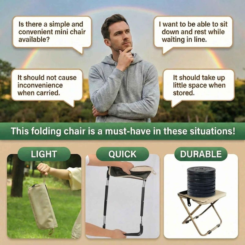 COMELY Folding Stool Backpacking Chair Portable: Ultralight 700g Collapsible Pocket Stool,3cm Flat Fold, 3-Second One-Hand Setup & 5s Storage, 270Lbs Capacity, 600D Oxford for Thru-Hiking & Breaks. - Image 2