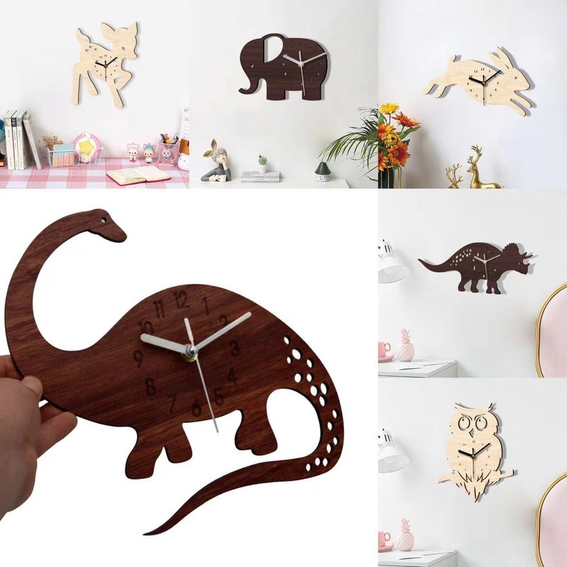 Mcc401-418 Three-Dimensional Cartoon Wooden Wall Clock Creative Silent Clock Children'S Room Decorative Wall Clock Uv Printing - Image 2