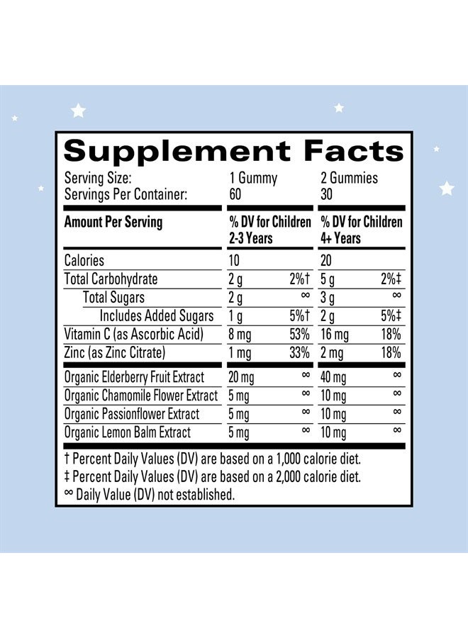 Hyland's Naturals Kids - Melatonin Free Organic Sleep Aid Gummies with Calm & Immune Support - with Chamomile, Elderberry & Passion Flower, Helps with Sleeplessness & Restlessness, 60 Vegan Gummies  - Image 2