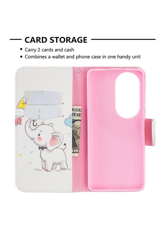 جرين تايجر جراب لهاتف Huawei P50 Pro بنمط رسم ملون، جراب جلدي قلاب أفقي مع حامل وفتحات للبطاقات ومحفظة - Image 5