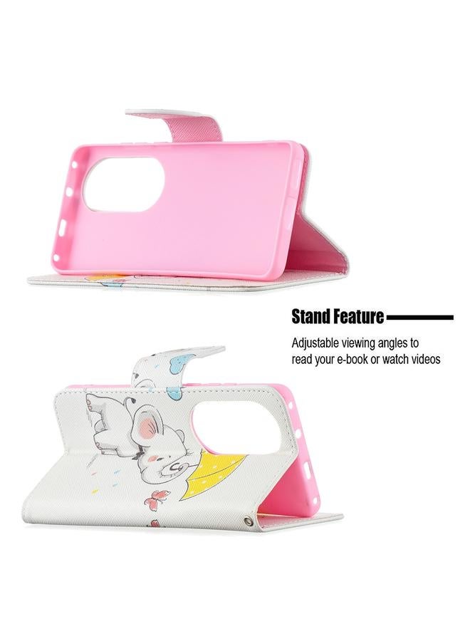 جرين تايجر جراب لهاتف Huawei P50 Pro بنمط رسم ملون، جراب جلدي قلاب أفقي مع حامل وفتحات للبطاقات ومحفظة - Image 4