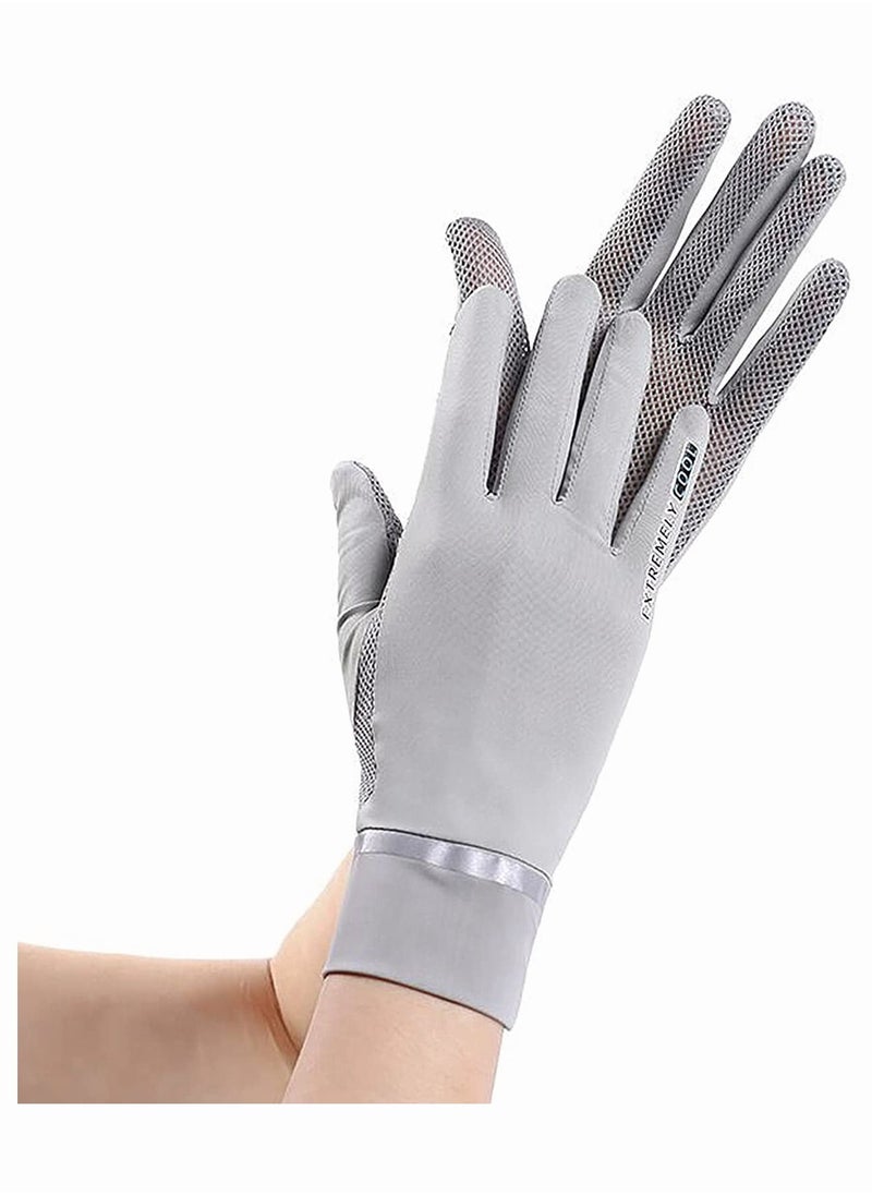 Generic Fegishilly Women Summer UPF 50+ UV Sun Protection Gloves Mesh Cooling Breathable Touchscreen Anti Slip Mittens Full Finger Quick Dry Hand Gloves For Driving Riding Cycling Lady Girls Mitt (Grey)  - Image 1