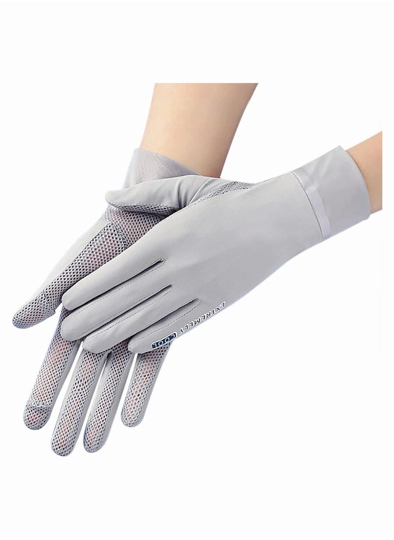 Generic Fegishilly Women Summer UPF 50+ UV Sun Protection Gloves Mesh Cooling Breathable Touchscreen Anti Slip Mittens Full Finger Quick Dry Hand Gloves For Driving Riding Cycling Lady Girls Mitt (Grey)  - Image 2