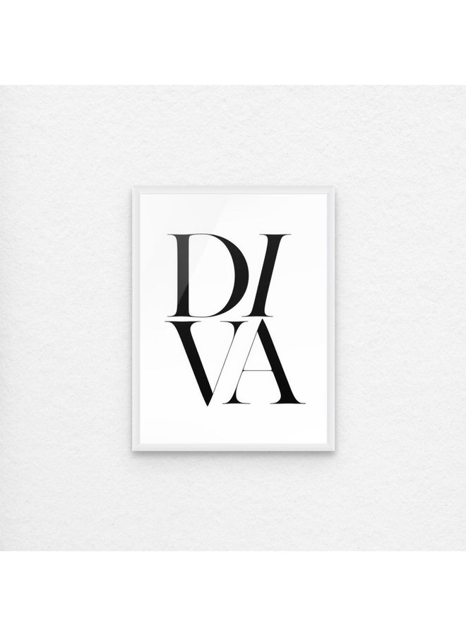آرت دیکور  ديكور فني مؤطر بطباعة صورة فنية جميلة من ديفا جدار الفن الطباعة الحديثة أزياء اقتباس ملصق ديكور جمالي أنيق لغرفة النوم غرفة خلع الملابس الحد الأدنى من الأعمال الفنية باللون الأسود والأبيض والهدايا - Image 1